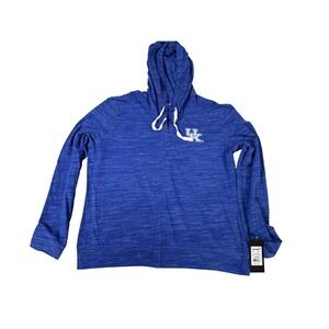NWT Captivating Kentucky Wildcats NCAA Royal Blue Heathered Zip Up Hoodie XL